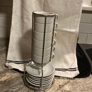 Espresso cup and saucer holder. Set of six.